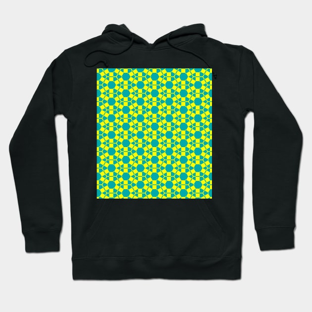 Yellow and Turquoise Hexagons Pattern Hoodie by OneLook